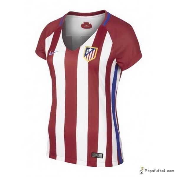 Camiseta Atlético de Madrid Replica Primera Ropa Mujer 2016/17 Rojo